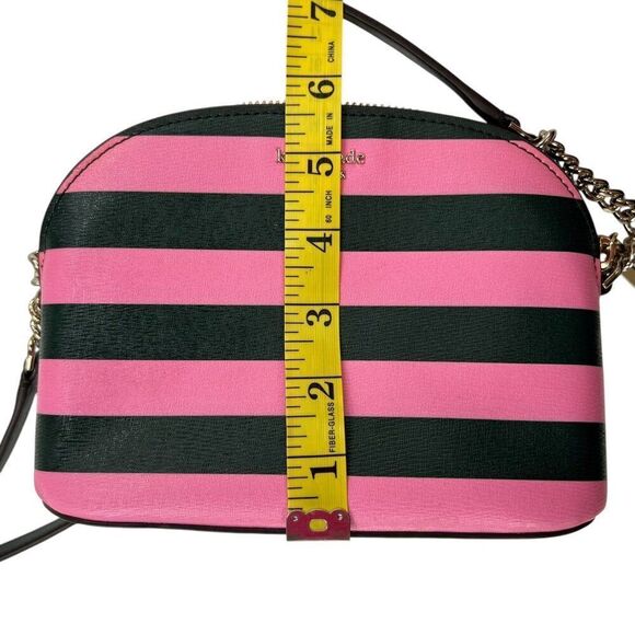 Kate Spade NWOT Sylvia Small Dome Crossbody Bag Pink & Dark Green Stripes - Picture 7 of 14